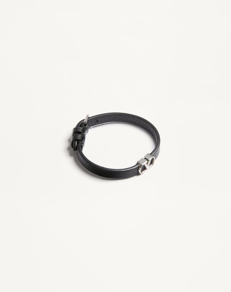 Valentino Garavani Vlogo Signature Grainy Calfskin Bracelet Man Black Uni