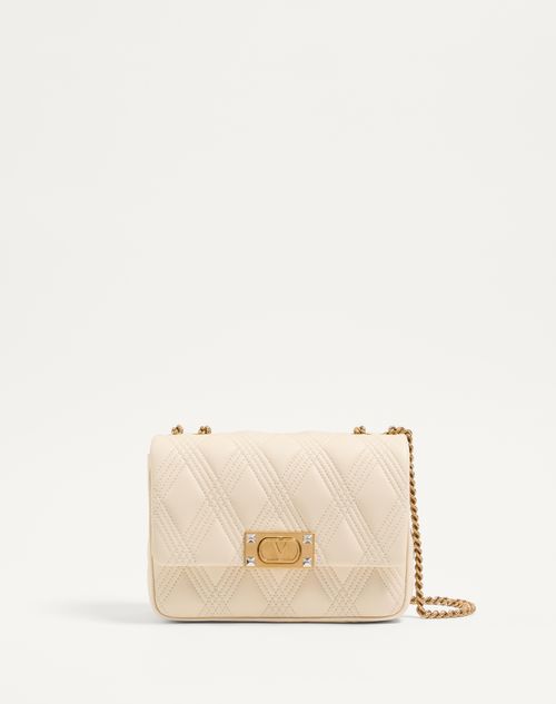 Valentino Garavani - Valentino Garavani Quiltie 67 Medium Shoulder Bag In Quilted Nappa Leather - Ivory - Woman - Valentino Garavani Quiltie 67