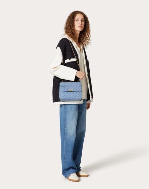 Valentino Garavani - Medium Nappa Rockstud Spike Bag - Azure - Woman - Shoulder Bags