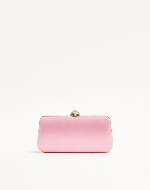 Valentino Garavani - Valentino Garavani Carry Secrets Satin Minaudiere With Floral Pattern Embroidery - Pink/crystal - Woman - Clutches