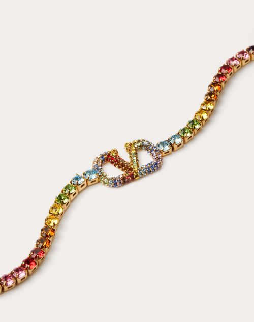 Valentino Garavani - Bracelet Valentino Garavani Rainbow En Métal Et Cristaux - Or/multicolore - Femme - Bijoux Et Montres