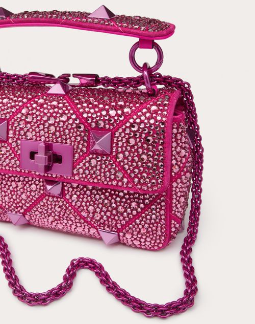 Tasche Stud The Shoulder Bag Mit Funkelnder Stickerei Tragekette für Frau in Pink Pp | Valentino DE