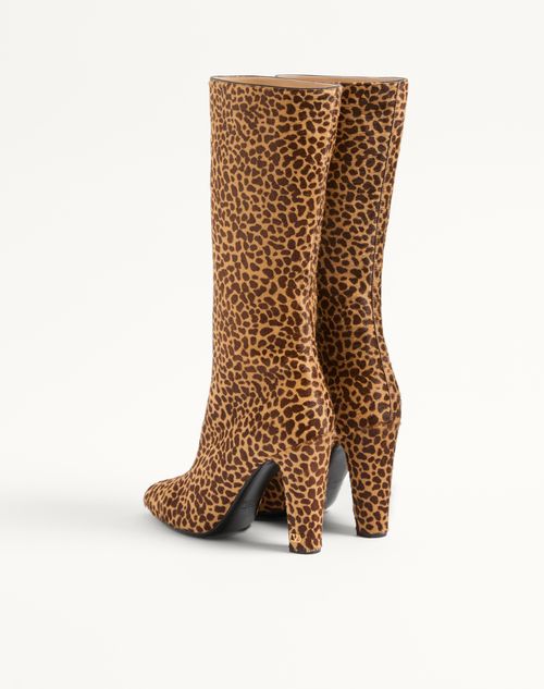 Valentino Garavani - Hotty Stiefel Aus Kalbsleder Mit Pony-effekt, 100 mm - Animalier - Frau - Stiefel