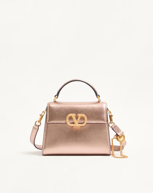 Valentino Garavani - Valentino Garavani Vsling Mini Handbag In Laminated Grainy Calfskin With Jewel Logo - Rose Cannelle - Woman - Top Handle Bags