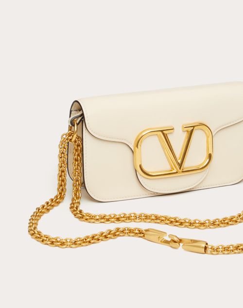Valentino Garavani - Valentino Garavani Locò Small Shoulder Bag In Calfskin - Light Ivory - Woman - Shoulder Bags