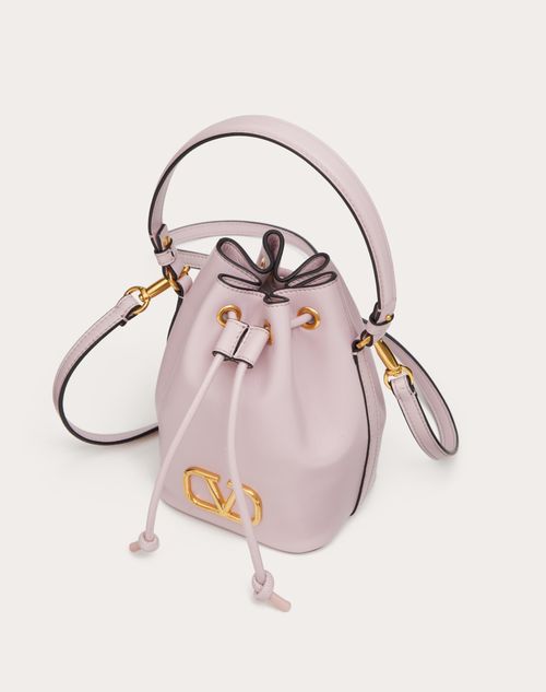 V Logo Signature Small Leather Bucket Bag in Black - Valentino Garavani