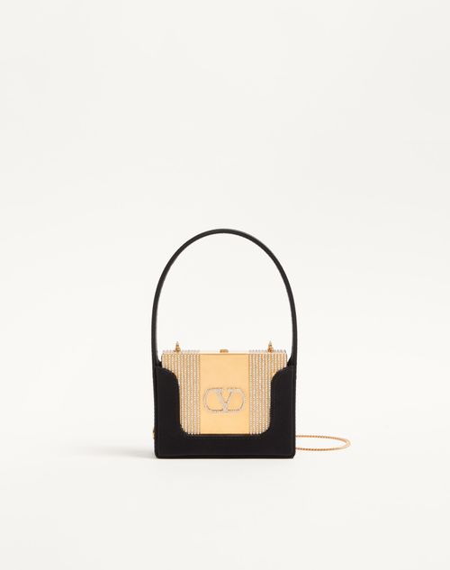 Valentino Garavani - Minaudière Valentino Garavani Minaumorphe En Métal Avec Cristaux Swarovski® Et Étui En Satin - Laiton Vieilli/noir - Femme - Pochettes
