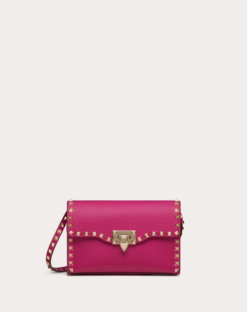 Small Rockstud Grainy Calfskin Crossbody Bag Woman in Rose Violet | Valentino FI