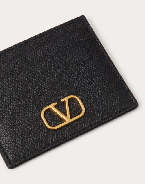 Valentino Garavani - Vlogo Signature Grainy Calfskin Cardholder - Black - Woman - Wallets & Cardcases - Accessories