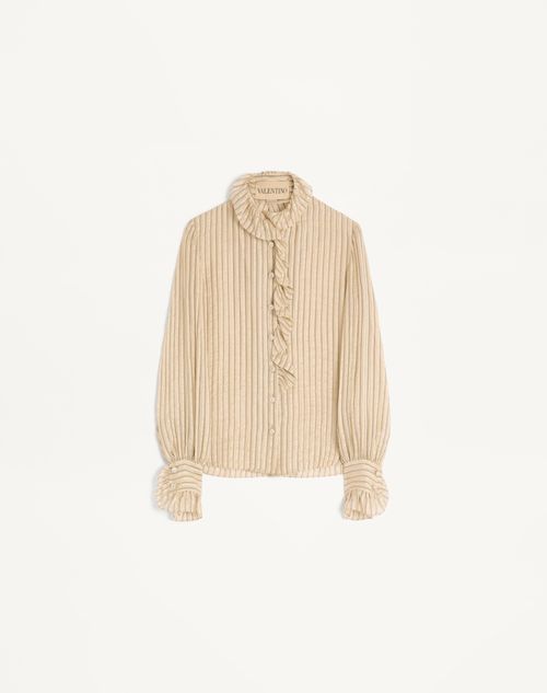 Valentino - Seersucker Lamé Shirt - Birch - Woman - Shirts And Tops