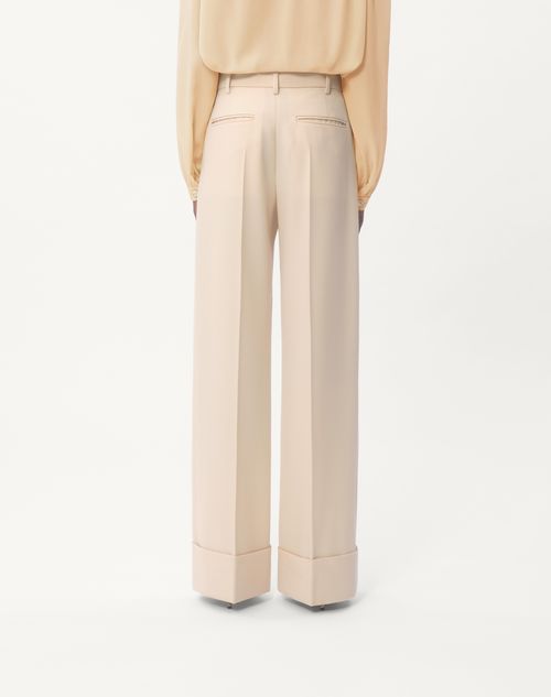 Diagonal Dry Wool Pants for Woman in Birch | Valentino US Diagonal Dry Wool Pants for Woman in Birch | Valentino US
