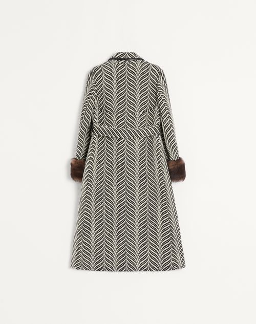 Valentino - Wool Cloth Coat With Fauve Eclat Animal Print - Butter/black - Woman - Coats And Outerwear