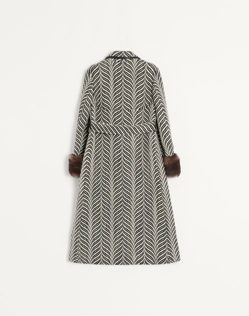 Valentino - Wool Cloth Coat With Fauve Eclat Animal Print - Butter/black - Woman - Coats And Outerwear