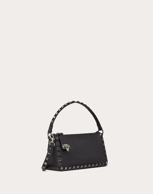 Small Rockstud Grainy Calfskin Crossbody Bag for Woman in Black ...