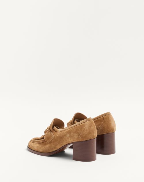 Valentino Garavani - Vlogo Signature Loafer Pump In Split-grain Leather 60mm - Havana Beige - Woman - Pumps And Slingbacks