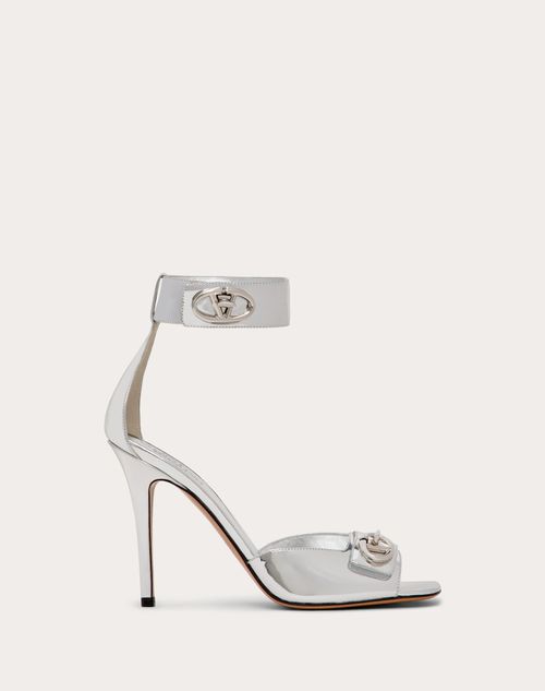 Valentino Garavani - Vlogo Locker Sandal In Mirrored Calfskin 105mm - Silver - Woman - Shoes