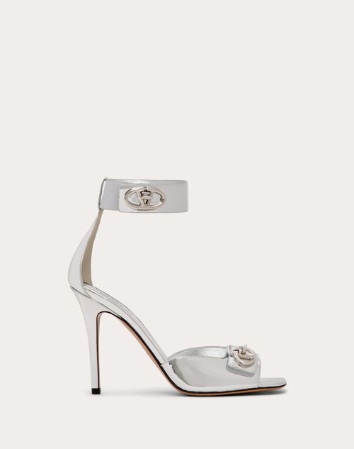 Valentino Garavani - Vlogo Locker Sandalen Aus Kalbsleder Mit Spiegeleffekt, 105 Mm - Silber - Frau - Sandalen