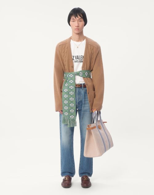 Valentino Garavani - Valentino Garavani Antibes Canvas Bag - Natural/blue - Man - Totes