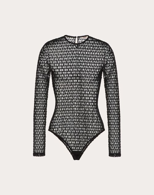 Valentino - Bodysuit In Toile Iconographe Tulle - Black - Woman - Shirts And Tops