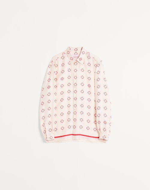 Valentino - Silk Twill Shirt With Opticool Print - Butter/red - Man - Man Ready To Wear Sale