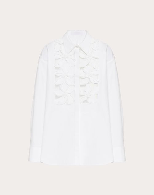 Valentino - Chemise Brodée En Popeline Compacte - Blanc - Femme - Chemises Et Tops