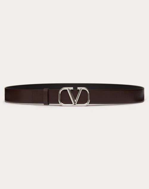 Valentino Garavani - Vlogo Signature Calfskin Belt - Bitter Chocolate/black - Man - Accessories