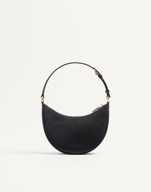 Valentino Garavani - Vlogo Signature Mini Hobo Bag In Grainy Calfskin - Black - Woman - Shoulder Bags