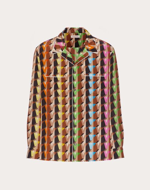 Valentino - 3dream Valentino Printed Silk Pajama Shirt - Beige/multicolor - Man - Shelve - Mrtw W2 3dream
