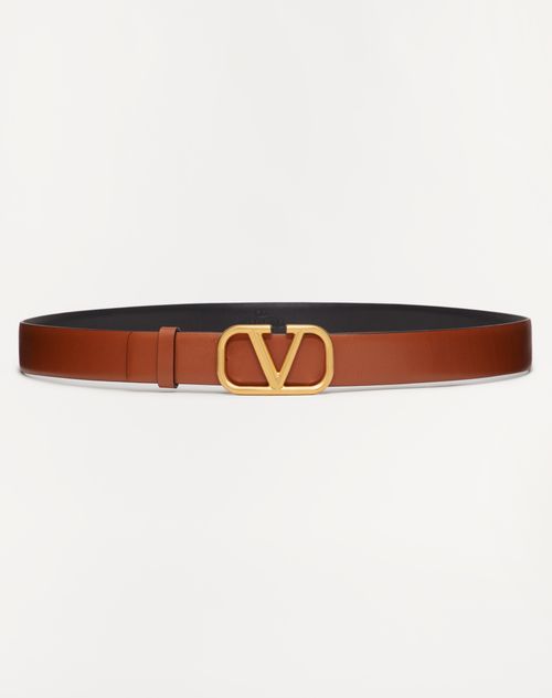 Valentino Garavani - Vlogo Signature Calfskin Belt - Saddle Brown - Man - Accessories