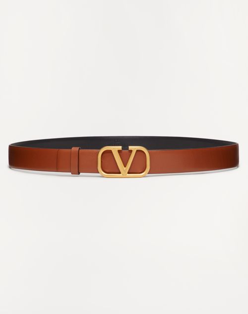 Vlogo Signature Calfskin Belt for Man in Saddle Brown Vlogo Signature Calfskin Belt for Man in Saddle Brown