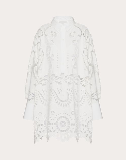 Valentino - Valentino Broderie Infinie Waves Short Dress - White - Woman - Woman Ready To Wear Sale