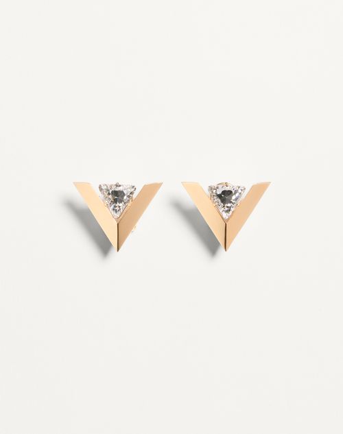 Valentino Garavani - Je Les V Metal And Crystal Earrings - Gold/crystal - Woman - Jewellery