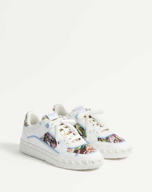 Valentino Garavani - Freedots Low-top Sneaker In Calfskin And Fabric - White/popeline Blue/multicolor/popeline Blue - Man - Sneakers