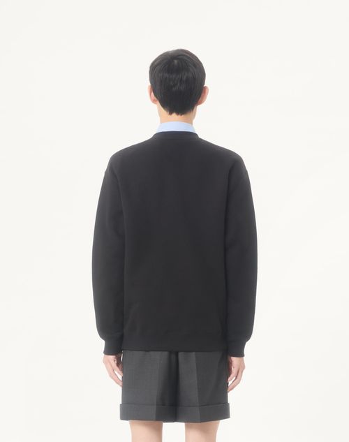 Valentino - ヴァレンティノ Valentinoパッチ コットン クルーネック スウェットシャツ - ブラック - メンズ - メンズ プライベート セール