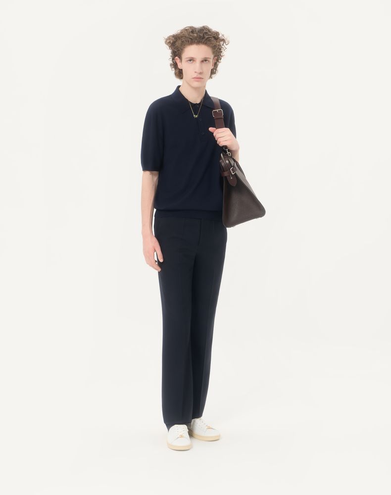 Valentino Wool Polo With Vlogo Embroidery Man Navy Xxl