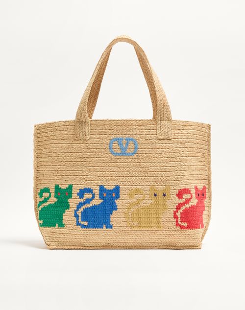 Valentino Garavani - Valentino Garavani Raffiachat Large Raffia Shopping Bag - Natural - Woman - Totes