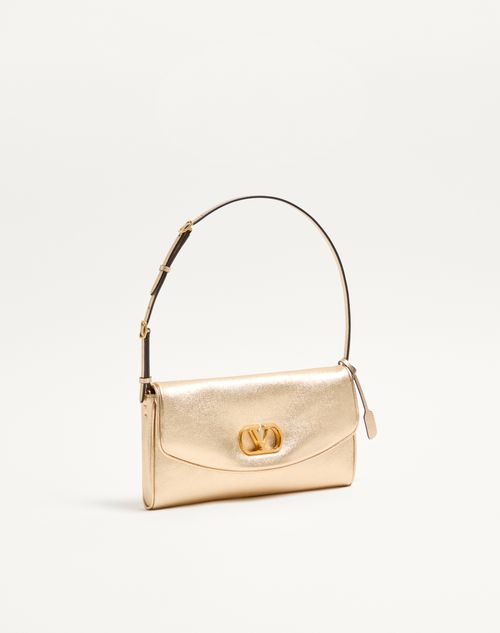 Valentino Garavani - Valentino Garavani Devain Small Shoulder Bag In Laminated Nappa Leather - Gold - Woman - Shoulder Bags