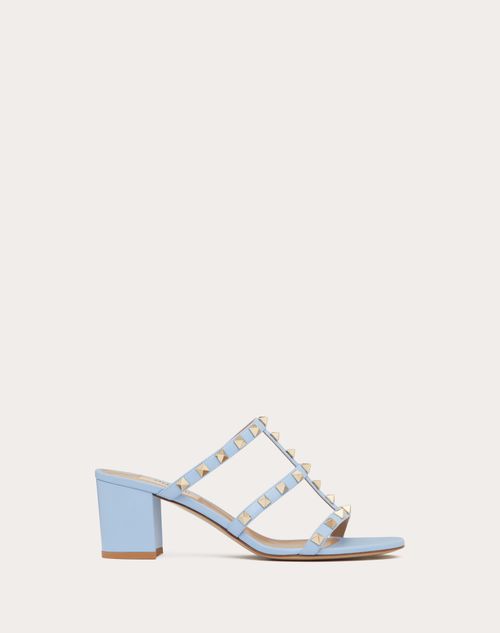 Valentino Garavani - Sandalias De Pala Rockstud De Becerro 60 Mm - Celeste - Mujer - Rockstud Sandals - Shoes