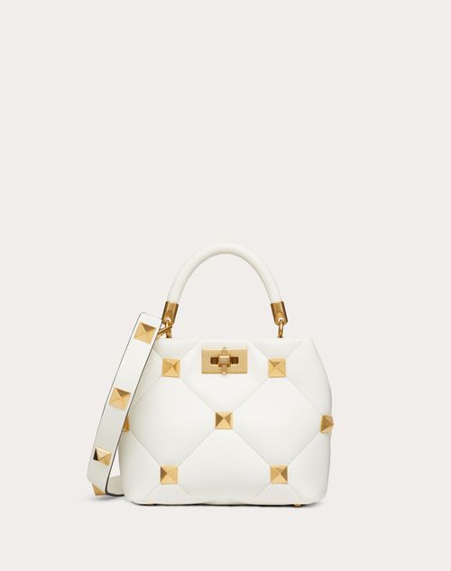 Valentino Garavani - Small Roman Stud The Handle Bag In Nappa - Ivory - Woman - Valentino Garavani Roman Stud