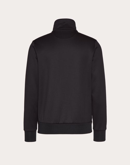 Valentino - High Neck Acetate Sweatshirt With Zipper And Black Untitled Studs - Black - Man - Trousers And Shorts