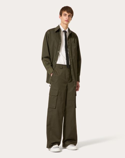 Valentino - Nylon Cargo Pants - Olive - Man - Pants And Shorts