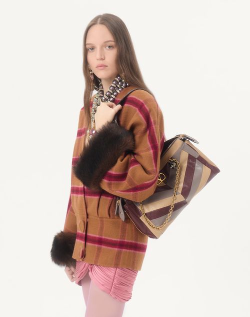 Valentino Garavani - Sac Moyen Porté Épaule Valentino Garavani Panthea En Cuir Nappa À Motif Chevrons - Multicolor - Femme - Sacs Porté Épaule