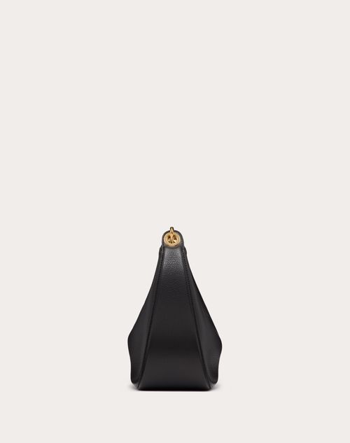 SMALL CHAIN HOBO - LEATHER SHOULDER BAG in black