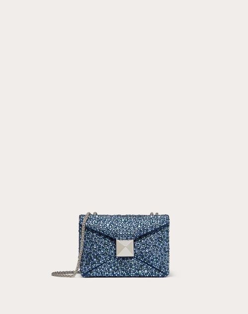 Blue Valentino Rockstud Envelope Wallet on Chain Crossbody Bag