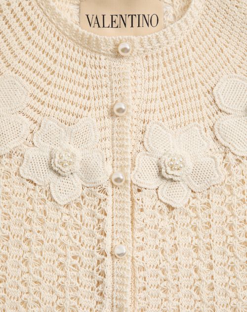 Valentino - Embroidered Cardigan - Birch - Woman - Knitwear