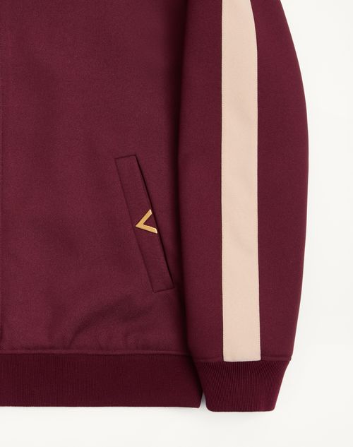 Valentino - Valentino Nylon Sweatshirt With Vgold - Maroon - Man - T-shirts And Sweatshirts