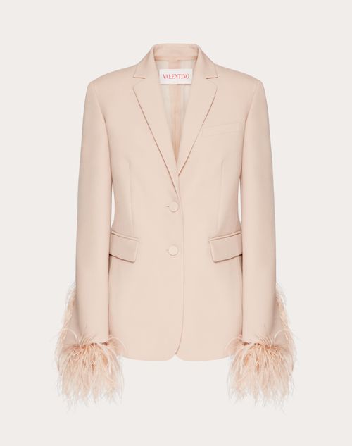 Valentino - Blazer In Dry Tailoring Wool Ricamato - Sand - Donna - Giacche E Caban