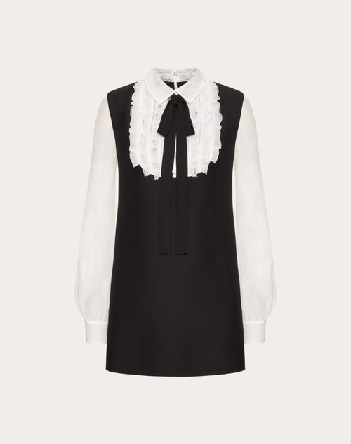 Valentino - Robe Courte En Crêpe Couture - Noir/blanc - Femme - Shelf - W Pap - Surface W2