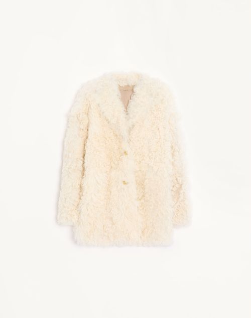 Valentino - Shearling Peacoat - Ivory - Woman - Coats And Outerwear