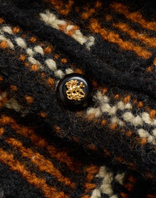 Valentino - Wool Jacket With Geometric Pattern - Brown - Man - Coats And Blazers